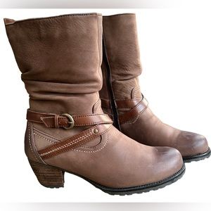 🎉Blondo Brown Leather Side Zip Boots Aqua Protect Leather Wool Womens 7 Medium